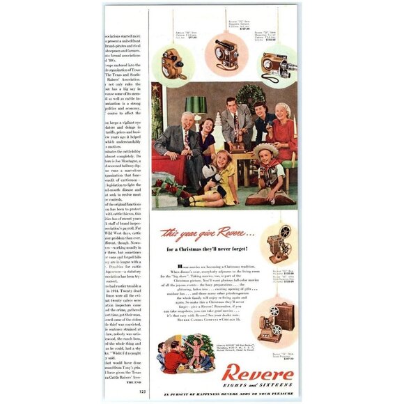 1948 Print Ad Revere 8mm & 16mm Projector Christmas Family Watching Home Movies! - Picture 2 of 6